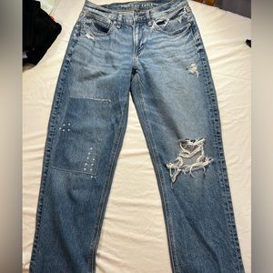 American Eagle, ripped straight leg jeans. Size 2